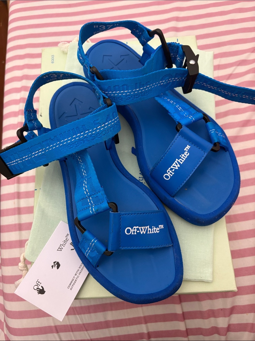 Off-White woman Bright Blue Strappy Sandals